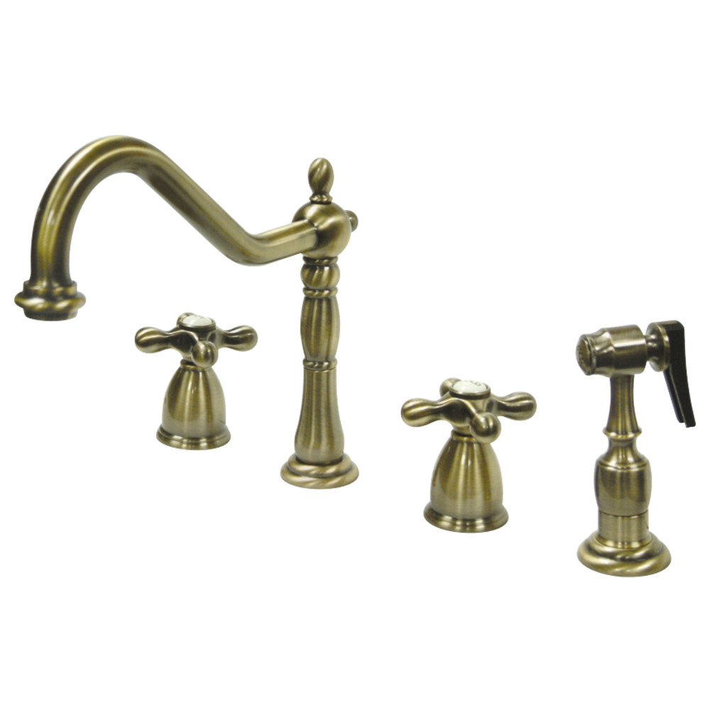 Kingston Brass KB1793AXBS Widespread Kitchen Faucet, Antique Brass