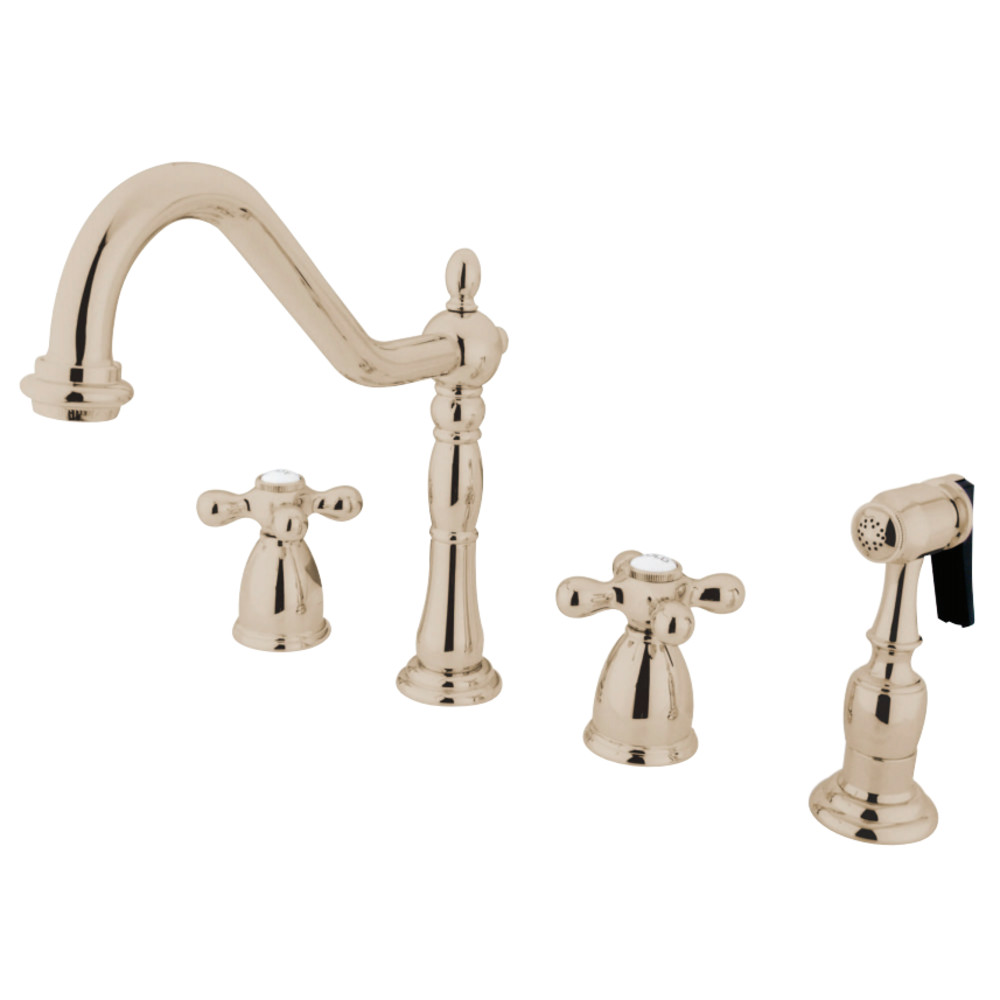 Kingston Brass KB1796AXBS Widespread Kitchen Faucet, Polished Nickel