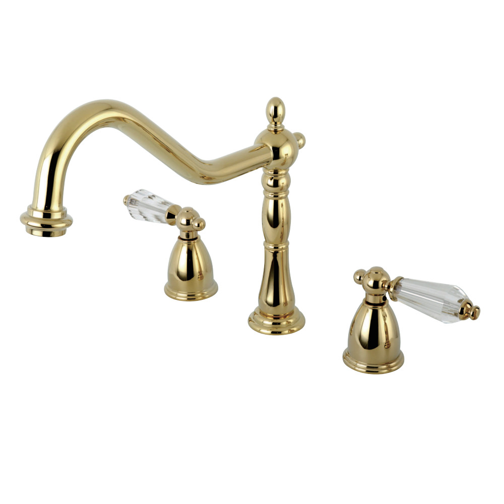 Kingston Brass KB1792WLLLS Widespread Kitchen Faucet, Polished Brass