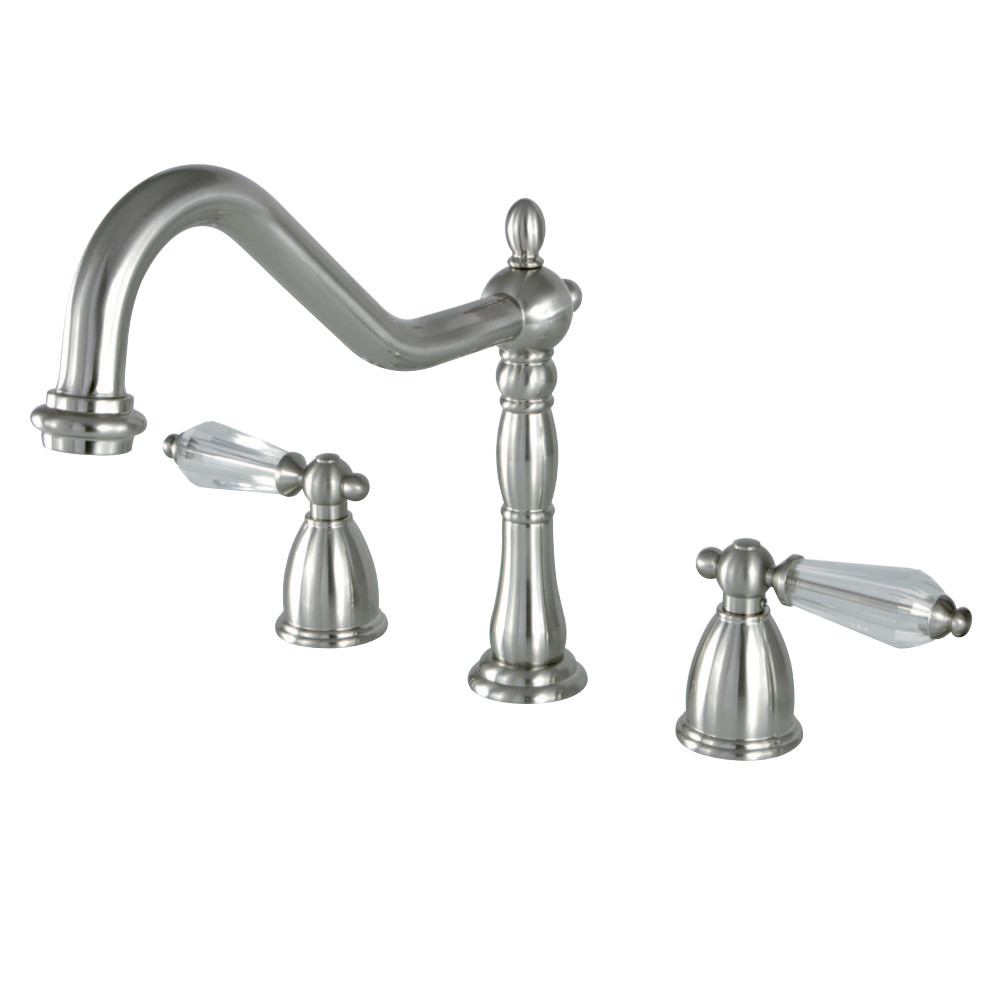 Kingston Brass KB1798WLLLS Widespread Kitchen Faucet, Brushed Nickel