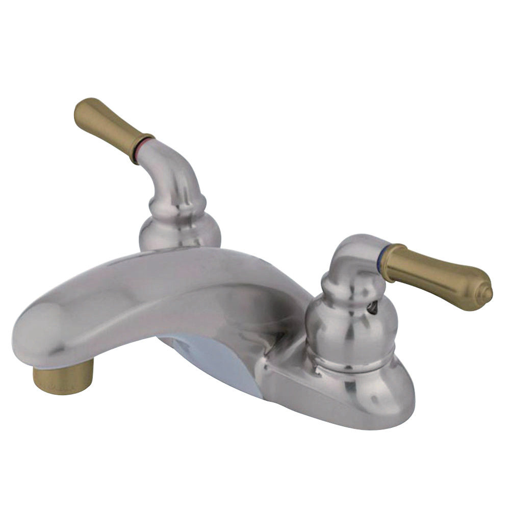 Kingston Brass KB629LP 4 in. Centerset Bathroom Faucet, Brushed Nickel/Polished Brass