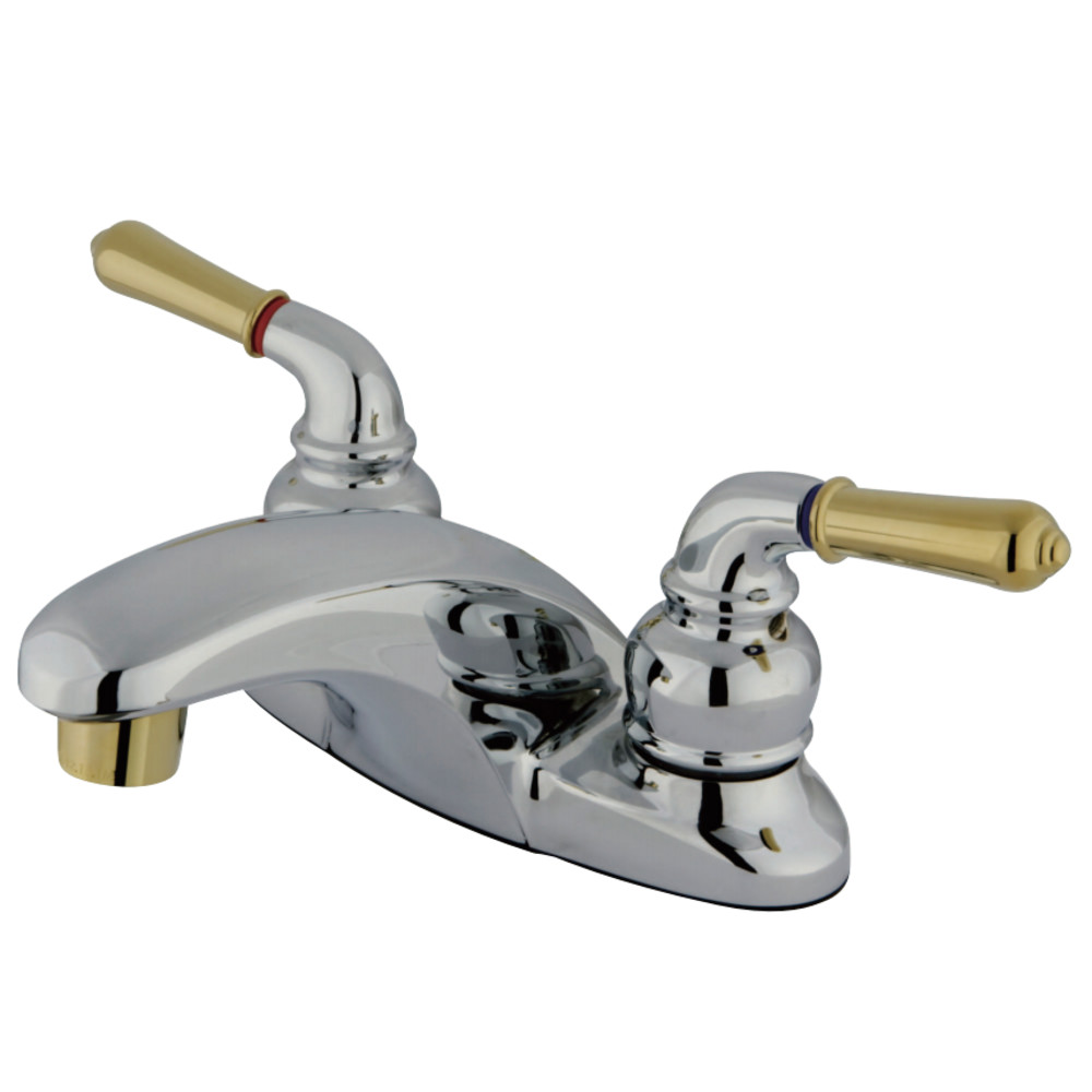 Kingston Brass KB624LP 4 in. Centerset Bathroom Faucet, Polished Chrome/Polished Brass