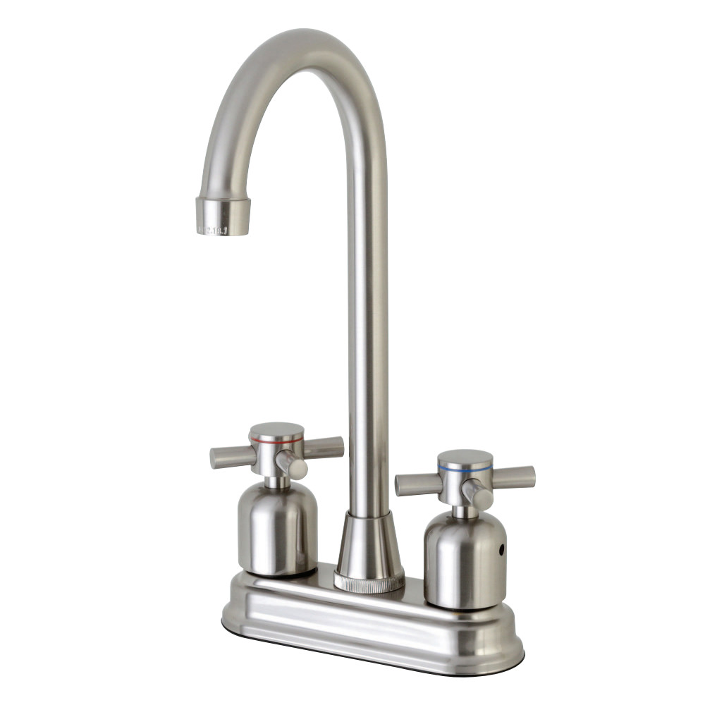 Kingston Brass Concord FB498DX 4" Centerset High-Arch Spout Bar Faucet, Brushed Nickel