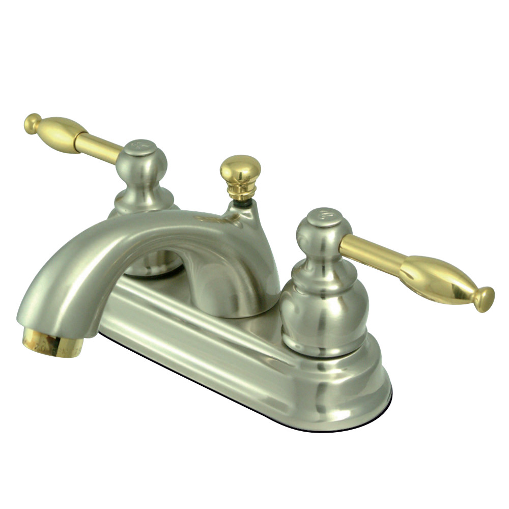 Kingston Brass KB2609KL 4 in. Centerset Bathroom Faucet, Brushed Nickel/Polished Brass