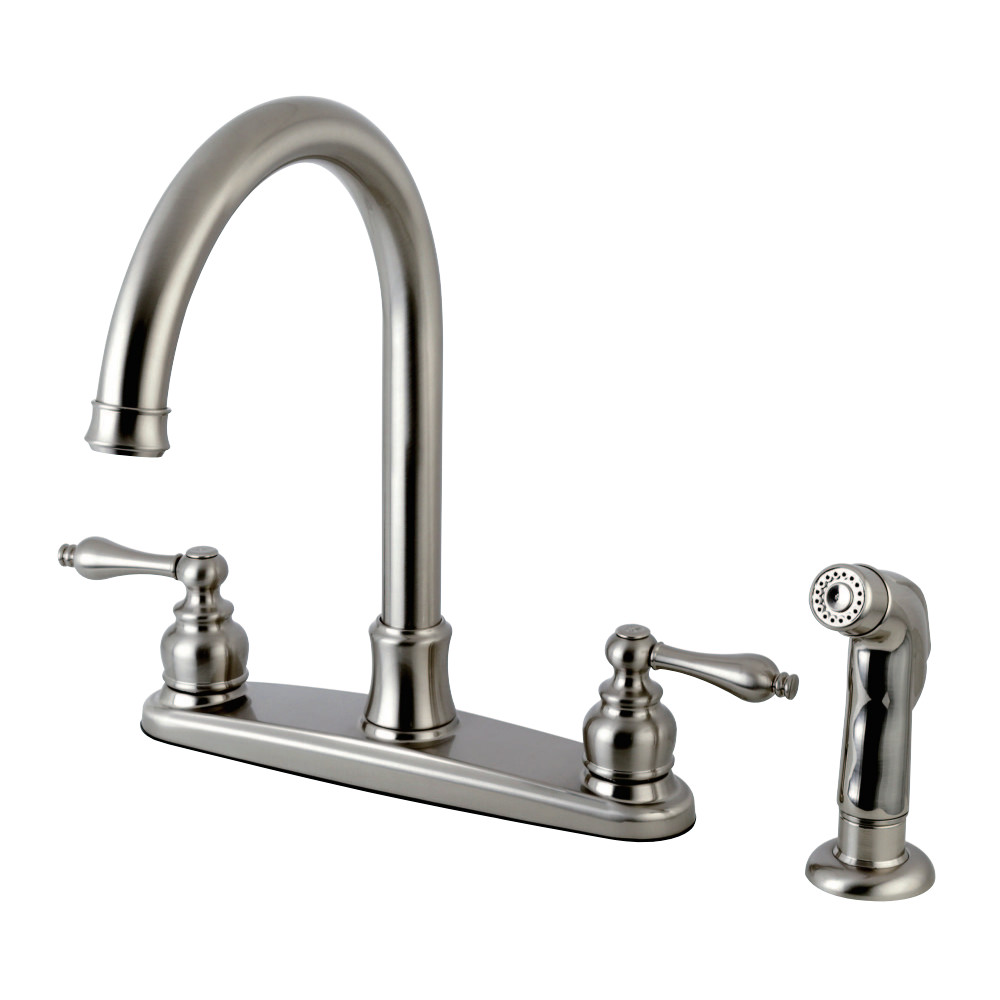 Kingston Brass FB7798ALSP Victorian 8-Inch Centerset Kitchen Faucet with Sprayer, Brushed Nickel