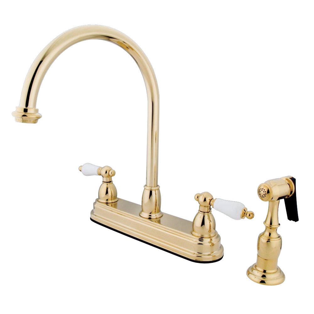 Kingston Brass KB3752PLBS Restoration Centerset Kitchen Faucet, Polished Brass