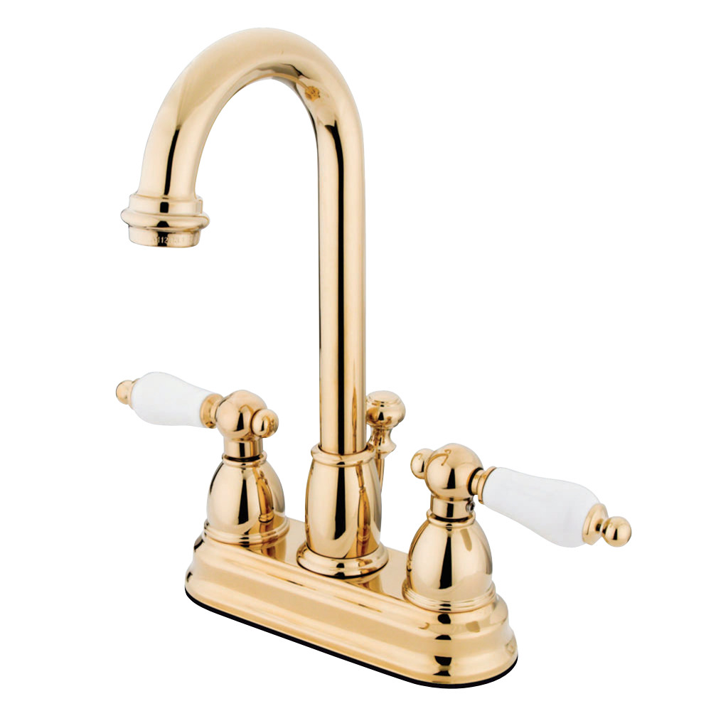 Kingston Brass KB3612PL 4 in. Centerset Bathroom Faucet, Polished Brass