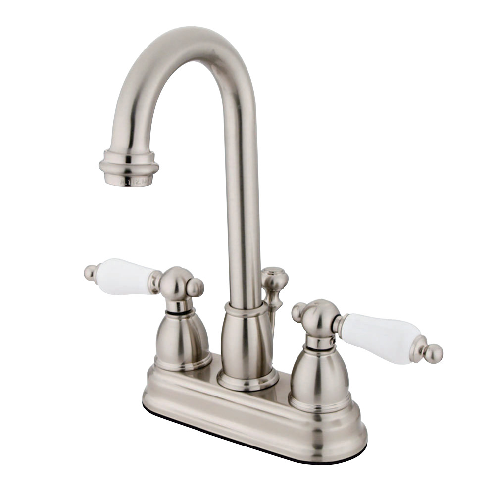 Kingston Brass KB3618PL 4 in. Centerset Bathroom Faucet, Brushed Nickel