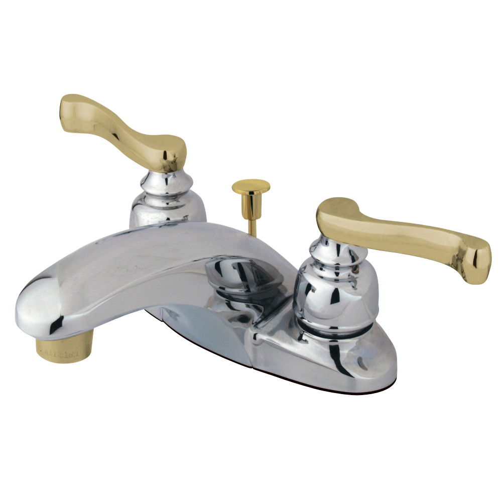 Kingston Brass KB8624FL 4 in. Centerset Bathroom Faucet, Polished Chrome/Polished Brass