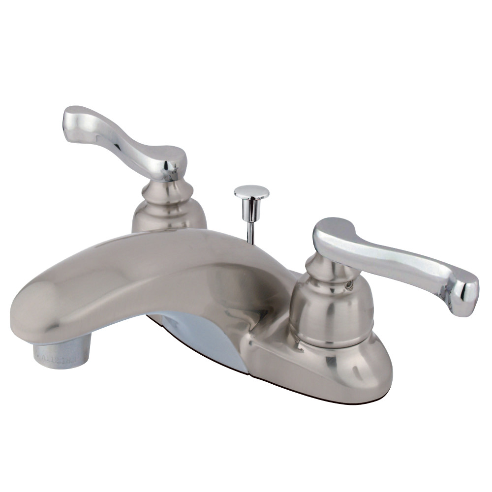 Kingston Brass KB8627FL 4 in. Centerset Bathroom Faucet, Brushed Nickel/Polished Chrome