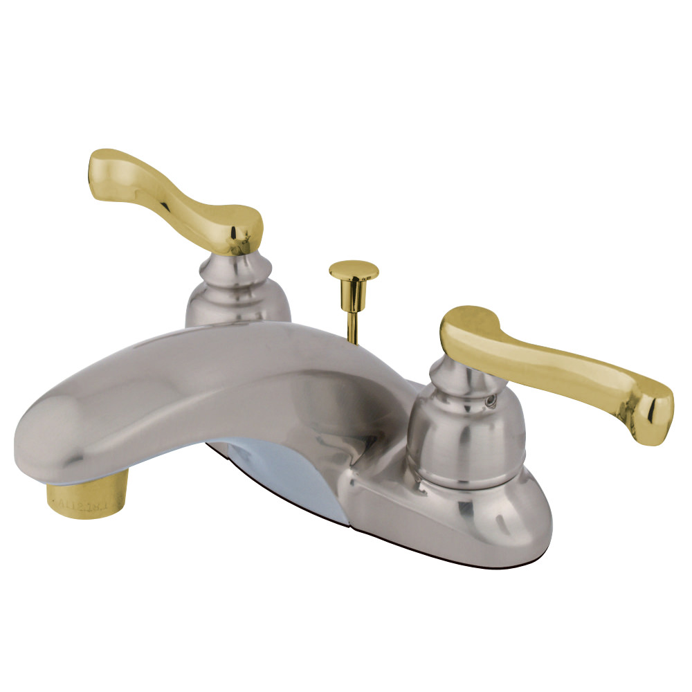 Kingston Brass KB8629FL 4 in. Centerset Bathroom Faucet, Brushed Nickel/Polished Brass