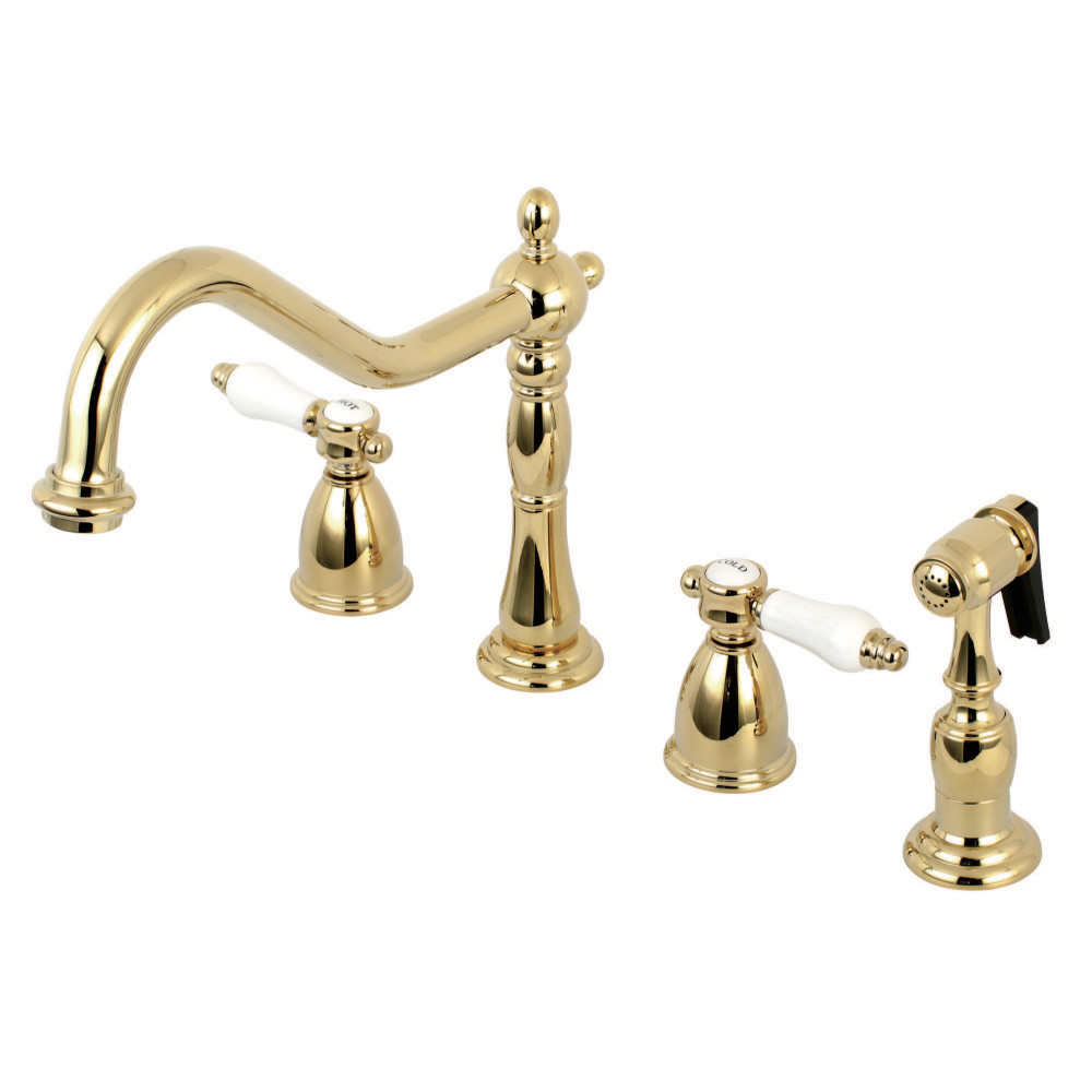 Kingston Brass KB1792BPLBS Widespread Kitchen Faucet, Polished Brass