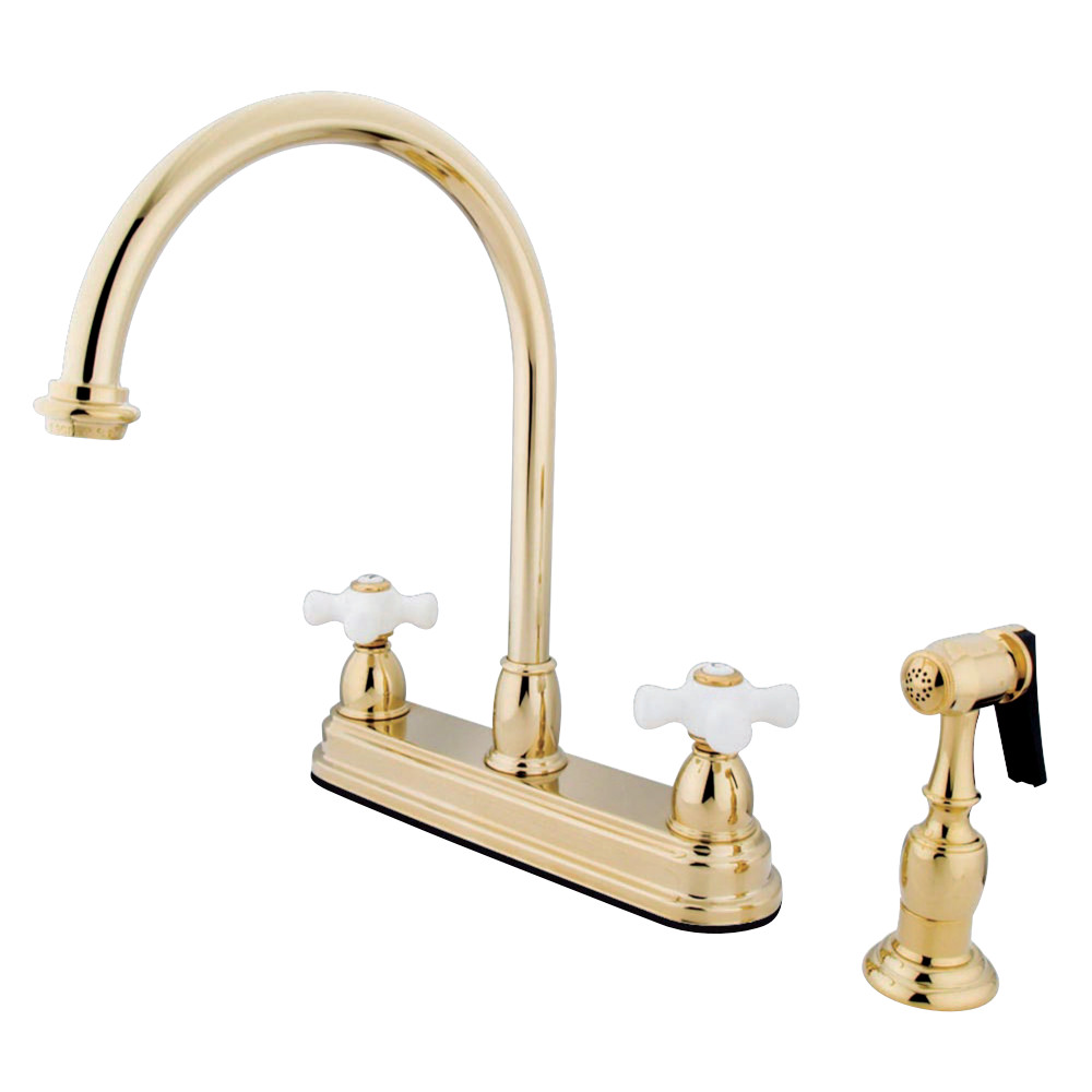 Kingston Brass KB3752PXBS Restoration Centerset Kitchen Faucet, Polished Brass