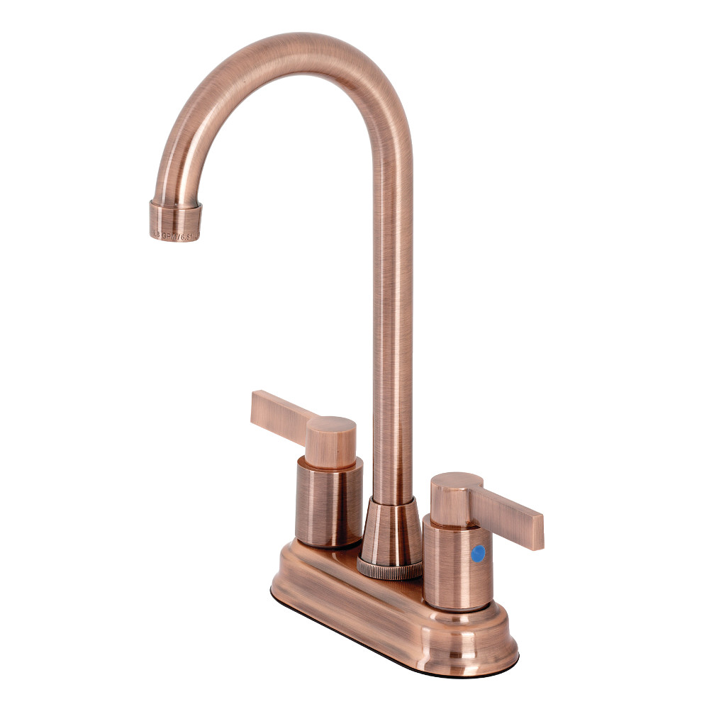 Kingston Brass KB849NDLAC NuvoFusion 4" Centerset Bar Faucet, Antique Copper