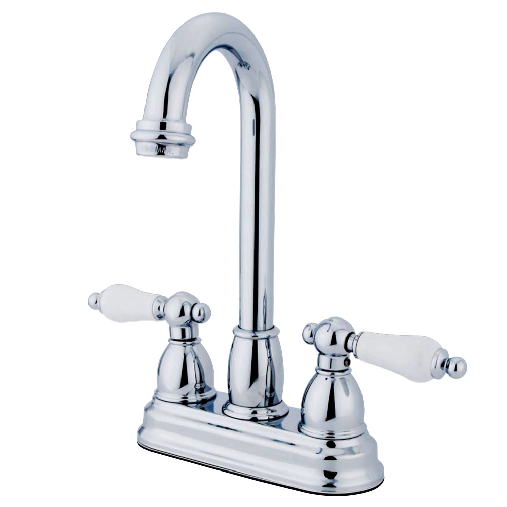 Kingston Brass KB3491PL Restoration 4" Centerset Bar Faucet, Polished Chrome