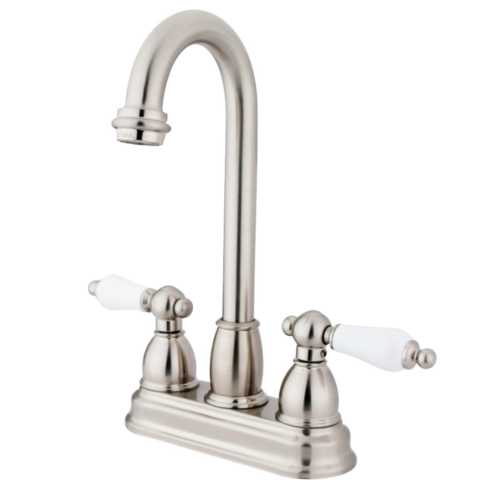 Kingston Brass KB3498PL Restoration 4" Centerset Bar Faucet, Brushed Nickel