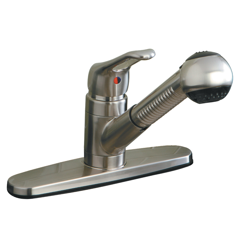 Kingston Brass KB708SP Single-Handle Pull-Out Kitchen Faucet, Brushed Nickel