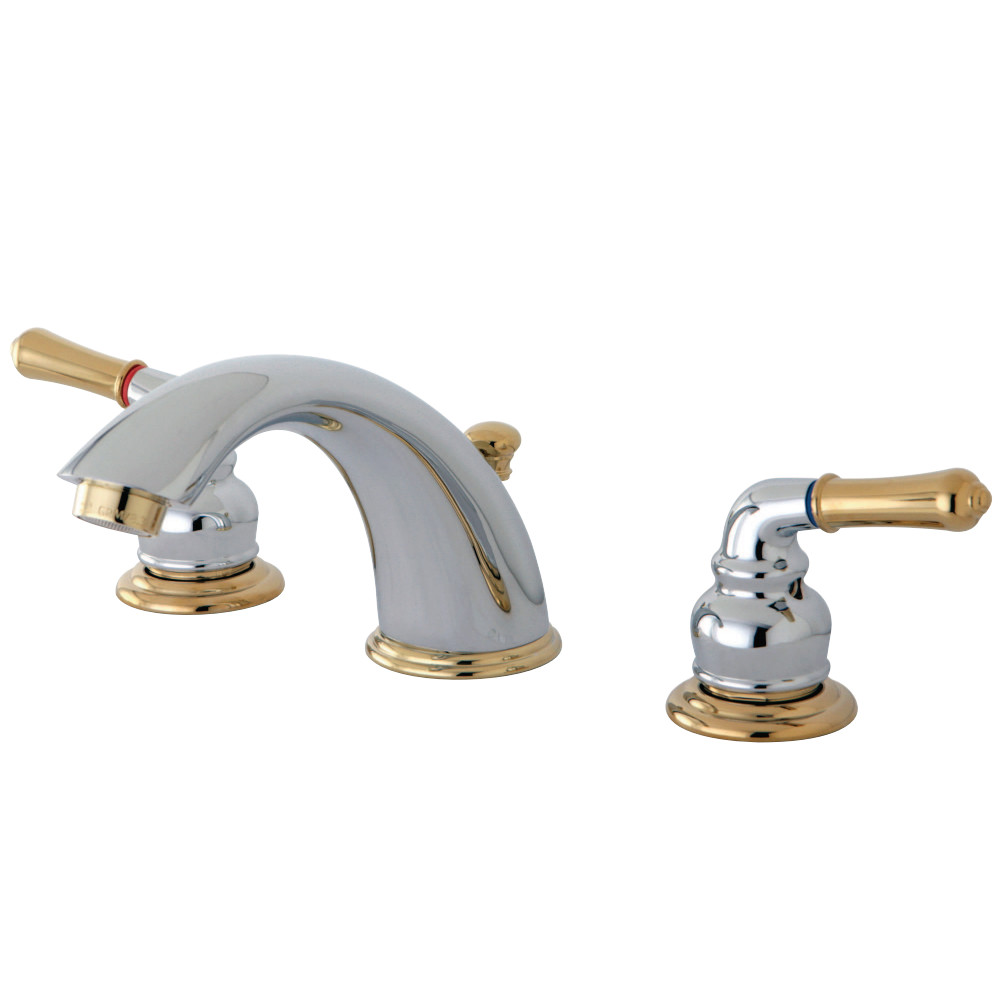Kingston Brass KB964 Magellan Widespread Bathroom Faucet with Retail Pop-Up, Polished Chrome/Polished Brass