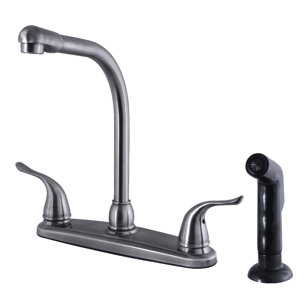 Kingston Brass FB2754YLSP Yosemite 8-Inch Centerset Kitchen Faucet with Sprayer, Black Stainless