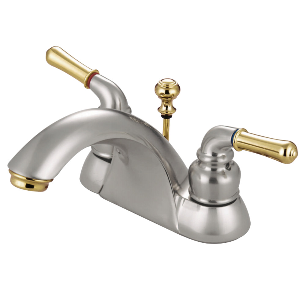 Kingston Brass KB2629B Naples 4 in. Centerset Bathroom Faucet, Brushed Nickel/Polished Brass