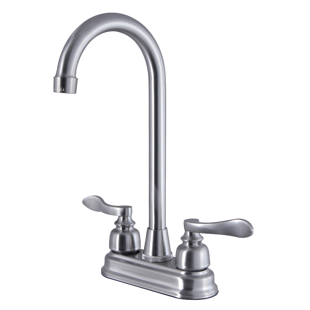 Kingston Brass FB498NFL 4-Inch Centerset High-Arch Bar Faucet, Brushed Nickel