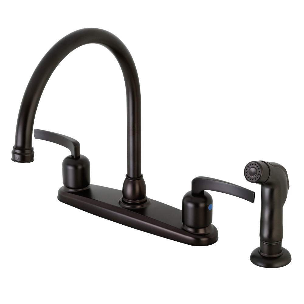 Kingston Brass FB795EFLSP Centurion 8-Inch Centerset Kitchen Faucet with Sprayer, Oil Rubbed Bronze