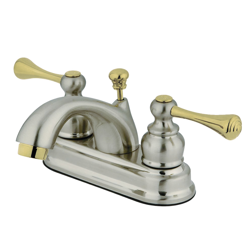 Kingston Brass KB3609BL 4 in. Centerset Bathroom Faucet, Brushed Nickel/Polished Brass