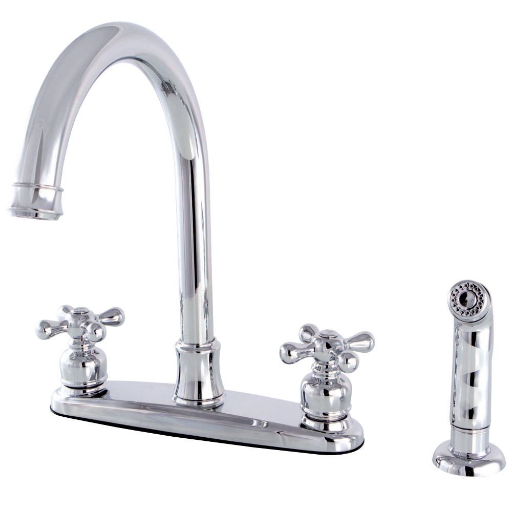 Kingston Brass FB7791AXSP Victorian 8-Inch Centerset Kitchen Faucet with Sprayer, Polished Chrome