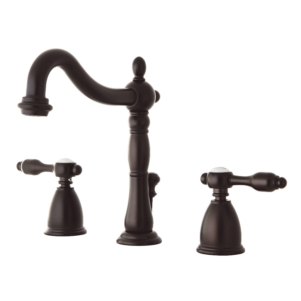 Kingston Brass KB1975TAL Tudor Widespread Bathroom Faucet with Plastic Pop-Up, Oil Rubbed Bronze