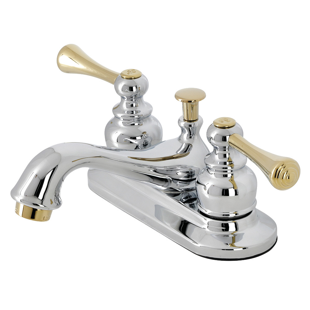 Kingston Brass KB604BL 4 in. Centerset Bathroom Faucet, Polished Chrome/Polished Brass