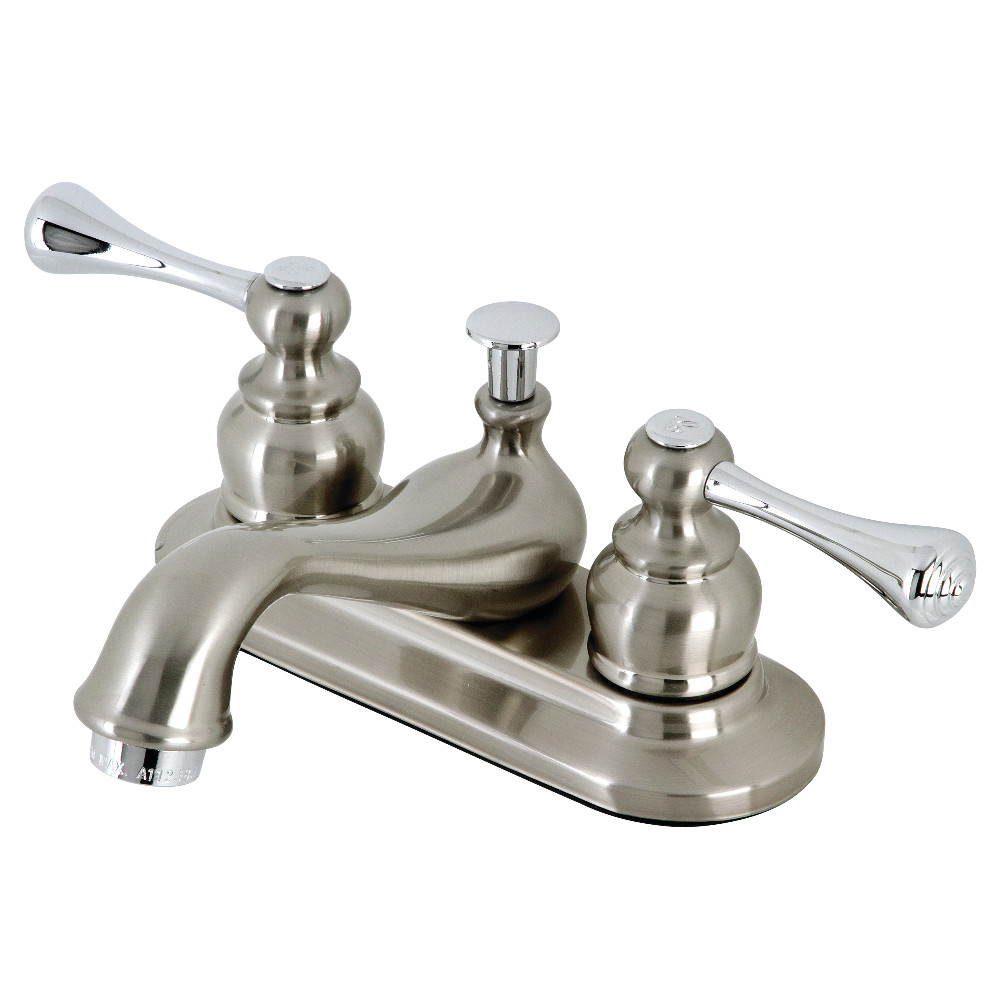 Kingston Brass KB607BL 4 in. Centerset Bathroom Faucet, Brushed Nickel/Polished Chrome