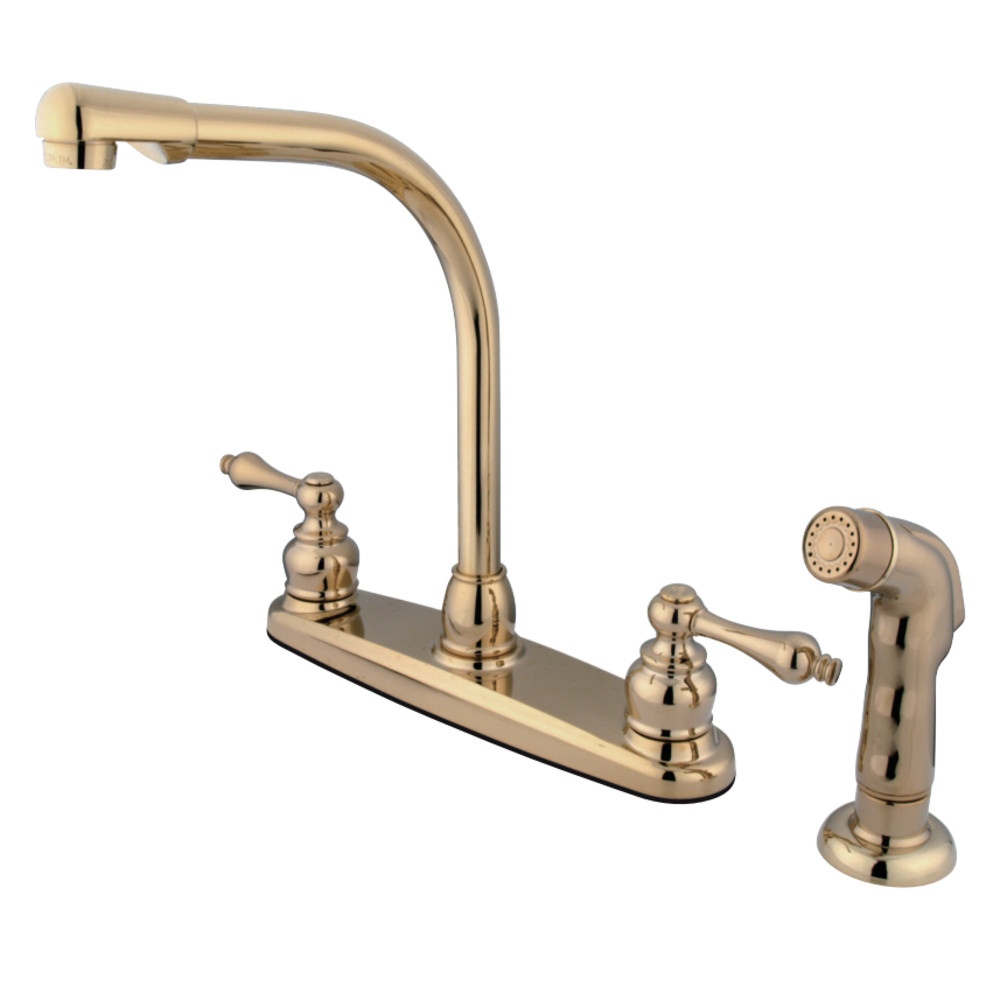 Kingston Brass KB712ALSP Victorian Centerset Kitchen Faucet, Polished Brass