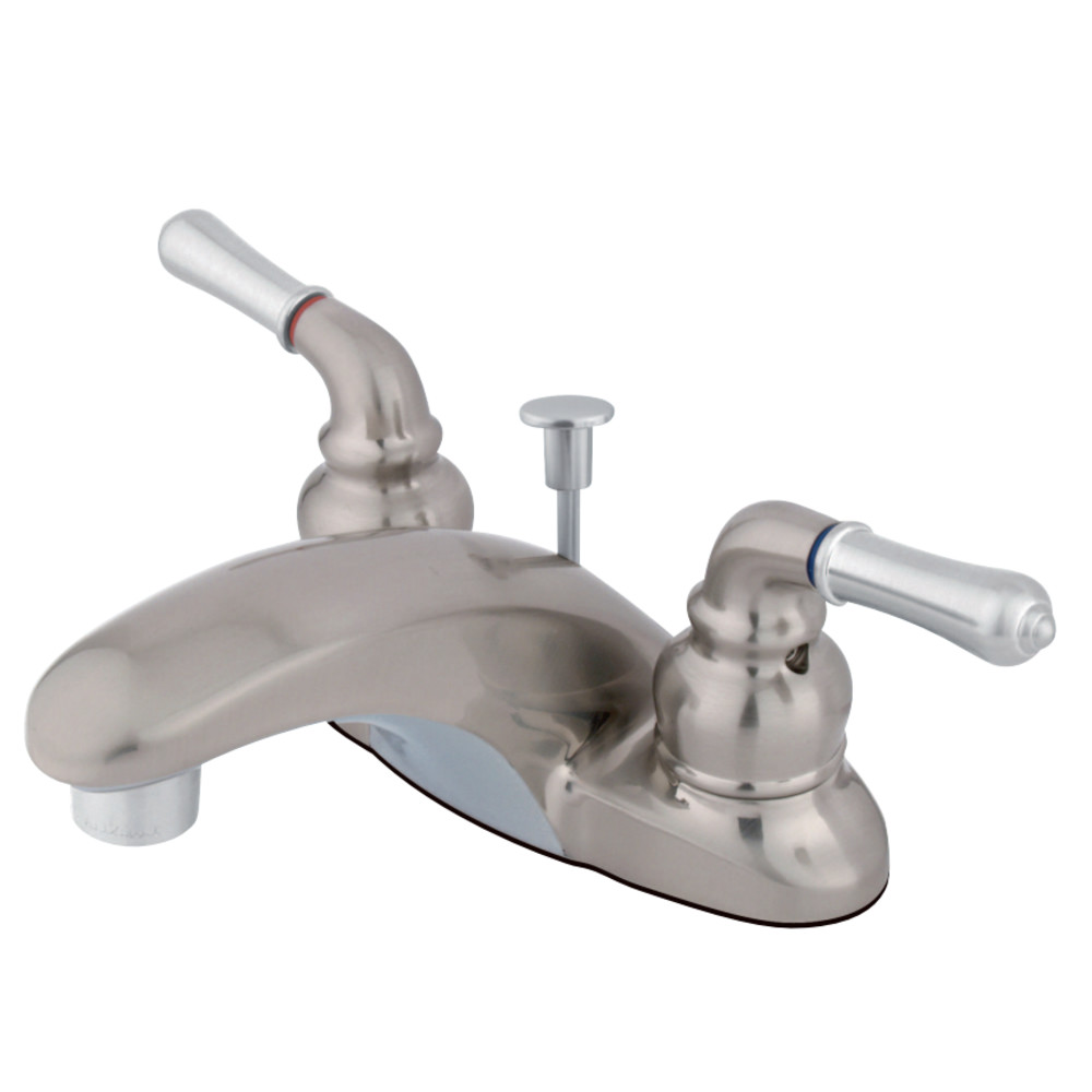 Kingston Brass KB627 4 in. Centerset Bathroom Faucet, Brushed Nickel/Polished Chrome