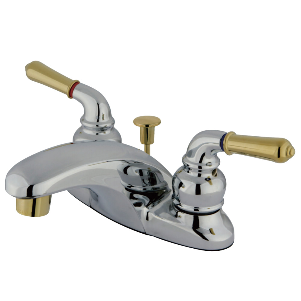 Kingston Brass KB624 4 in. Centerset Bathroom Faucet, Polished Chrome/Polished Brass