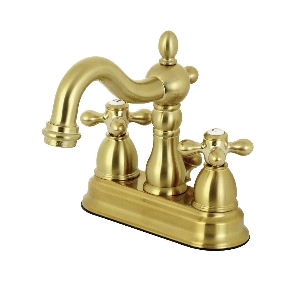 Kingston Brass KB1607AX Heritage 4 in. Centerset Bathroom Faucet, Brushed Brass