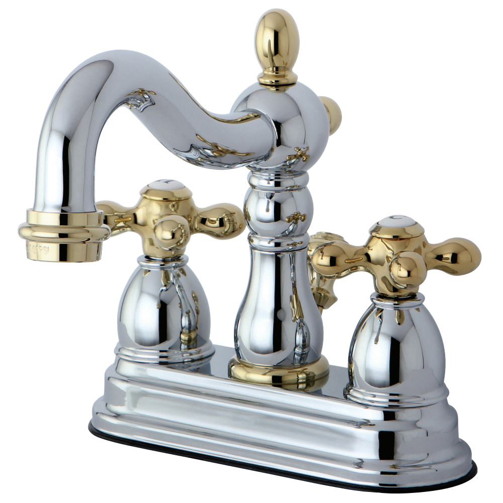Kingston Brass KB1604AX Heritage 4 in. Centerset Bathroom Faucet, Polished Chrome/Polished Brass