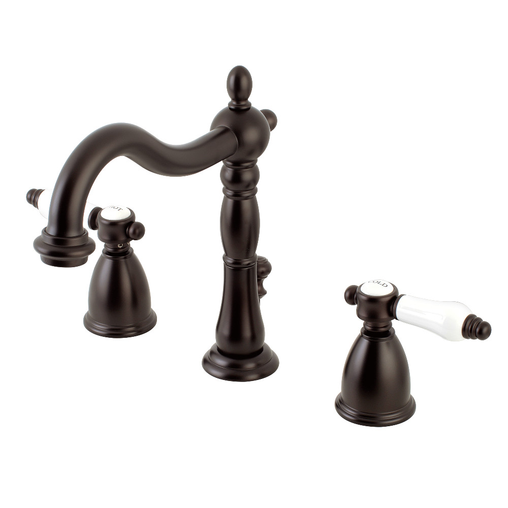 Kingston Brass KB1975BPL Bel-Air Widespread Bathroom Faucet with Plastic Pop-Up, Oil Rubbed Bronze