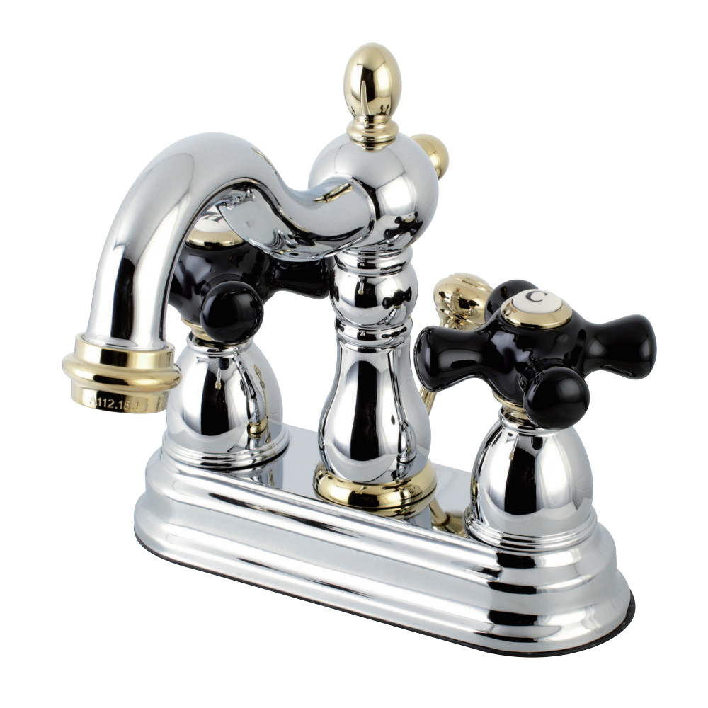 Kingston Brass KB1604PKX 4 in. Centerset Bathroom Faucet, Polished Chrome/Polished Brass
