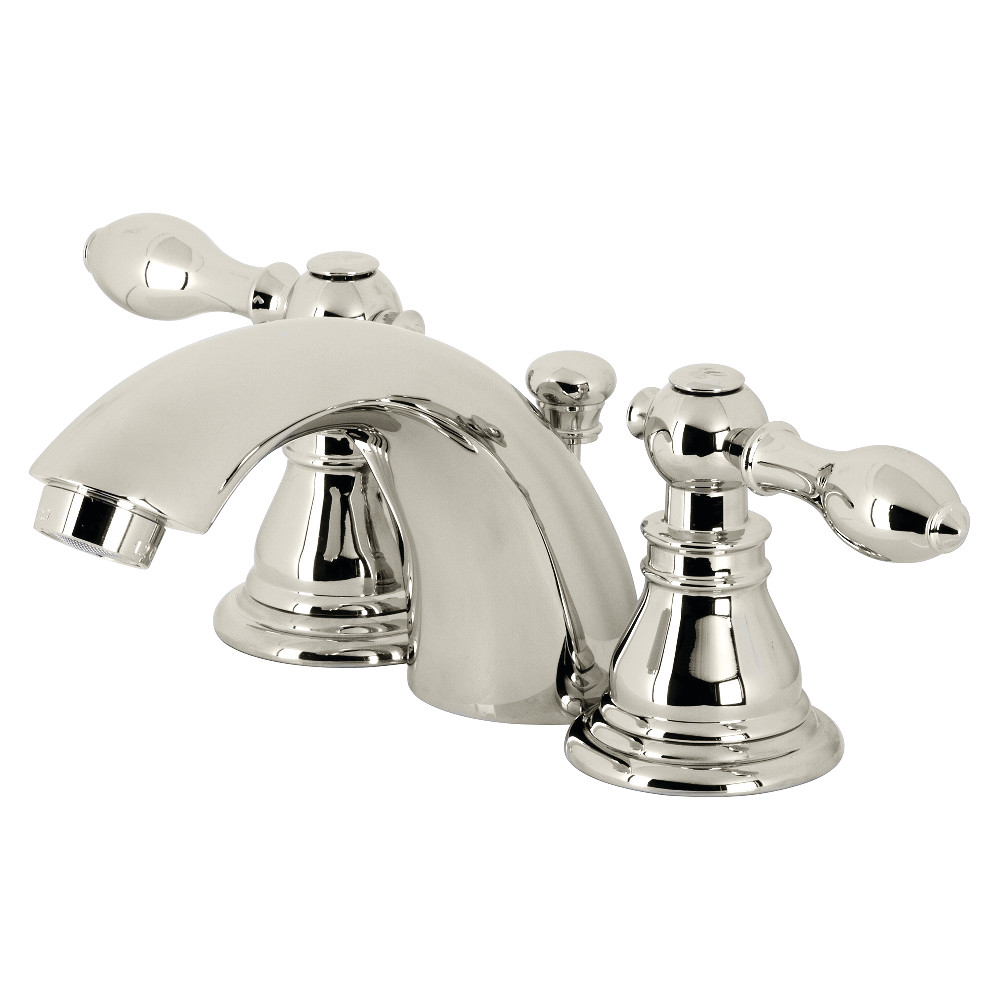 Kingston Brass KB956ACLPN American Classic Mini-Widespread Bathroom Faucet with Plastic Pop-Up, Polished Nickel