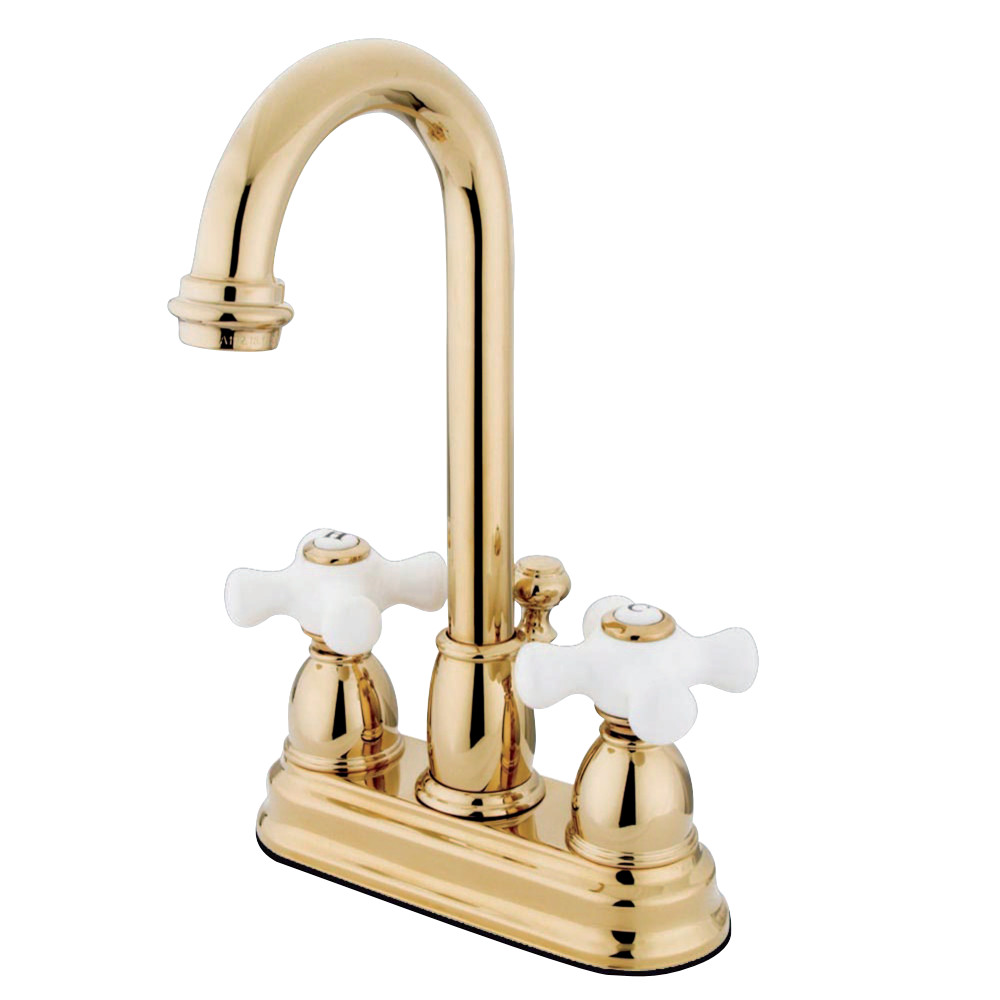 Kingston Brass KB3612PX 4 in. Centerset Bathroom Faucet, Polished Brass