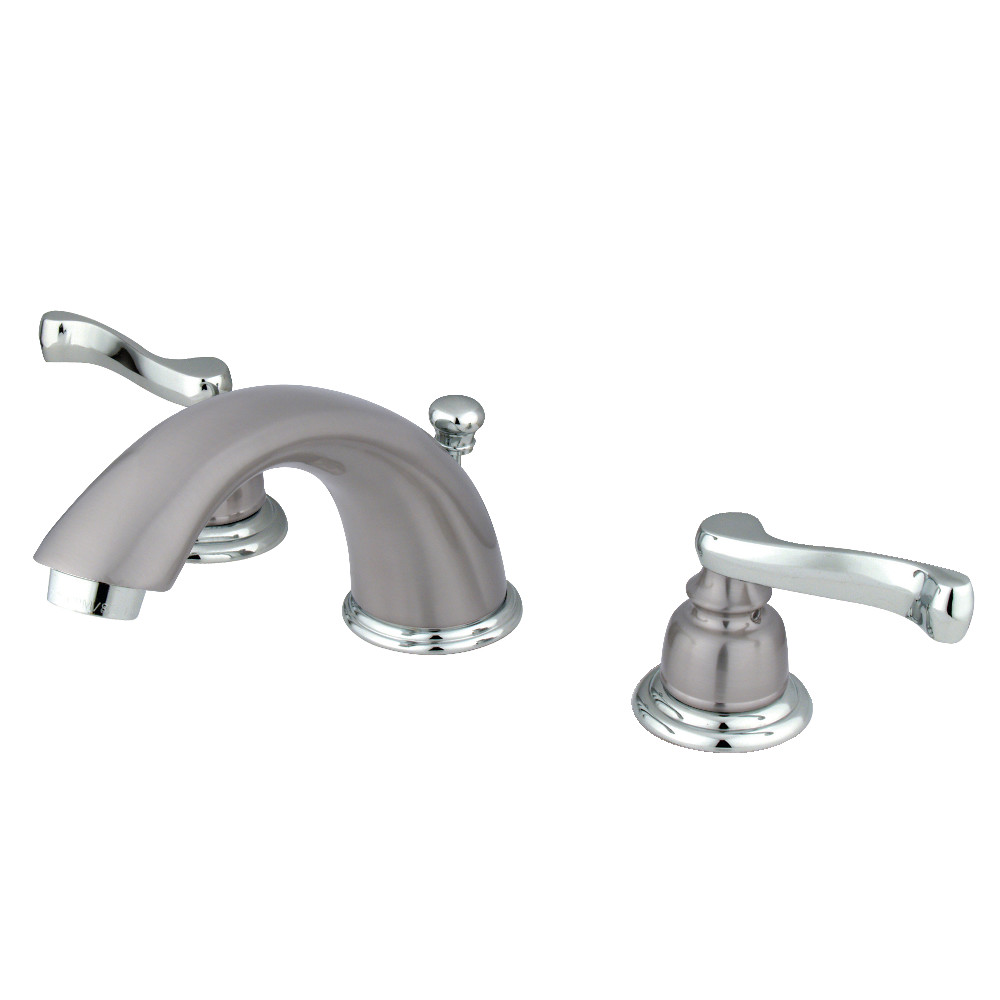 Kingston Brass KB8967FL 8 in. Widespread Bathroom Faucet, Brushed Nickel/Polished Chrome