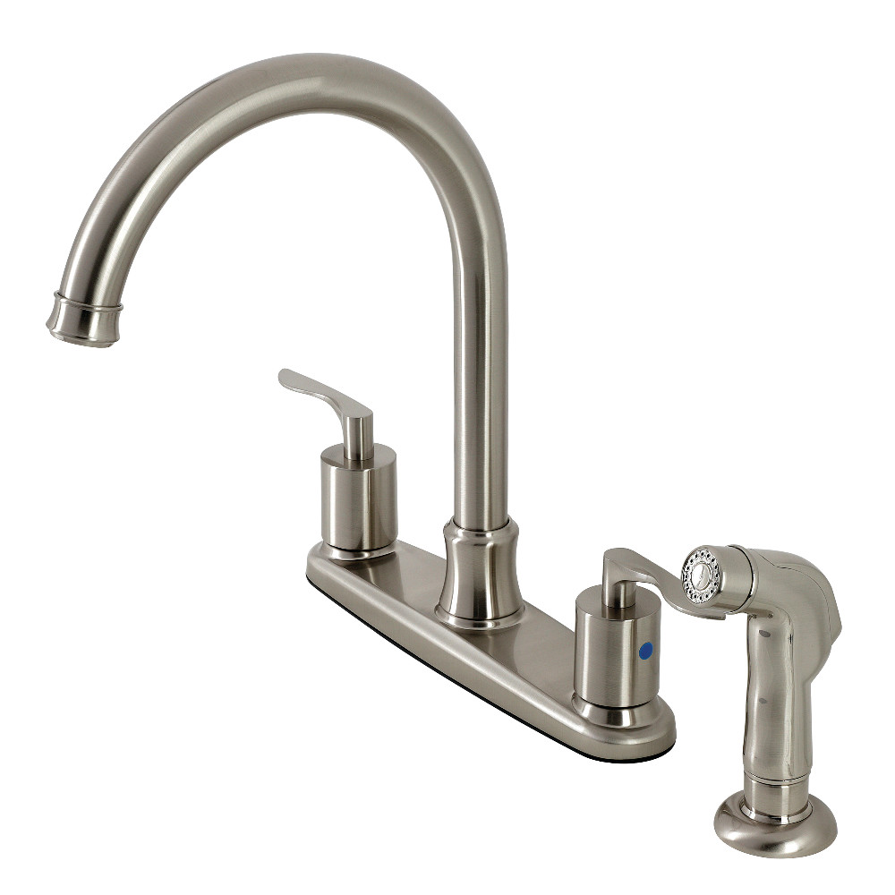 Kingston Brass FB7798SVLSP Serena Centerset Kitchen Faucet with Plastic Sprayer, Brushed Nickel