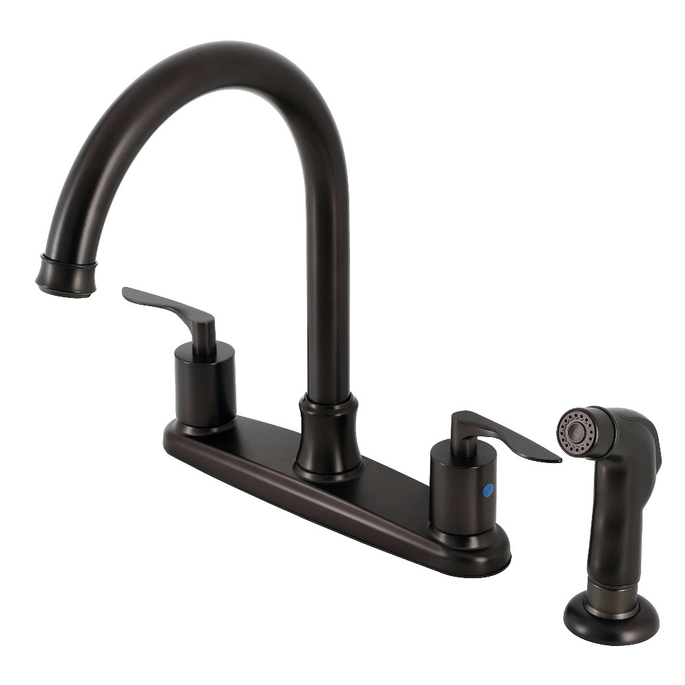 Kingston Brass FB7795SVLSP Serena Centerset Kitchen Faucet with Plastic Sprayer, Oil Rubbed Bronze