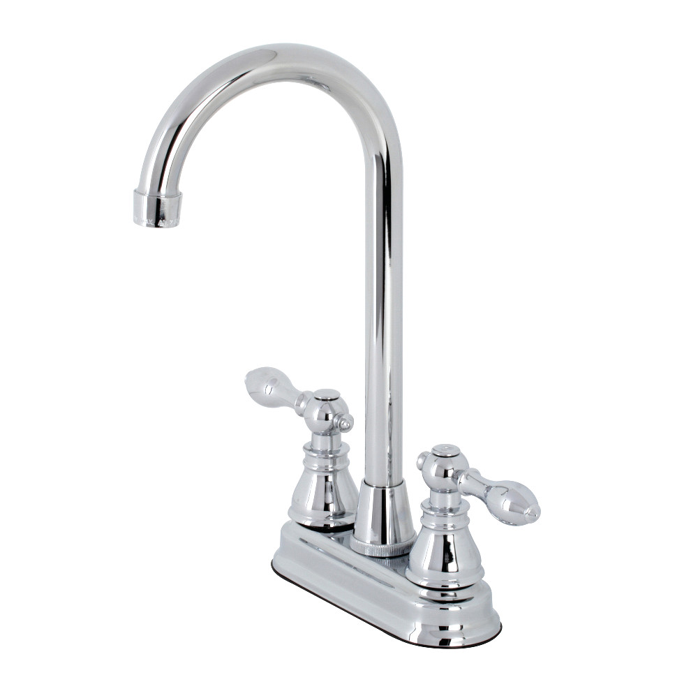 Kingston Brass KB491ACL American Classic Two-Handle High-Arc Bar Faucet, Polished Chrome