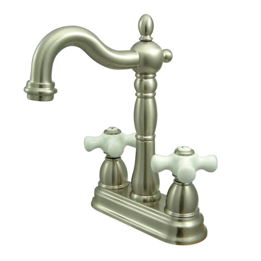 Kingston Brass KB1498PX Heritage Two-Handle Bar Faucet, Brushed Nickel