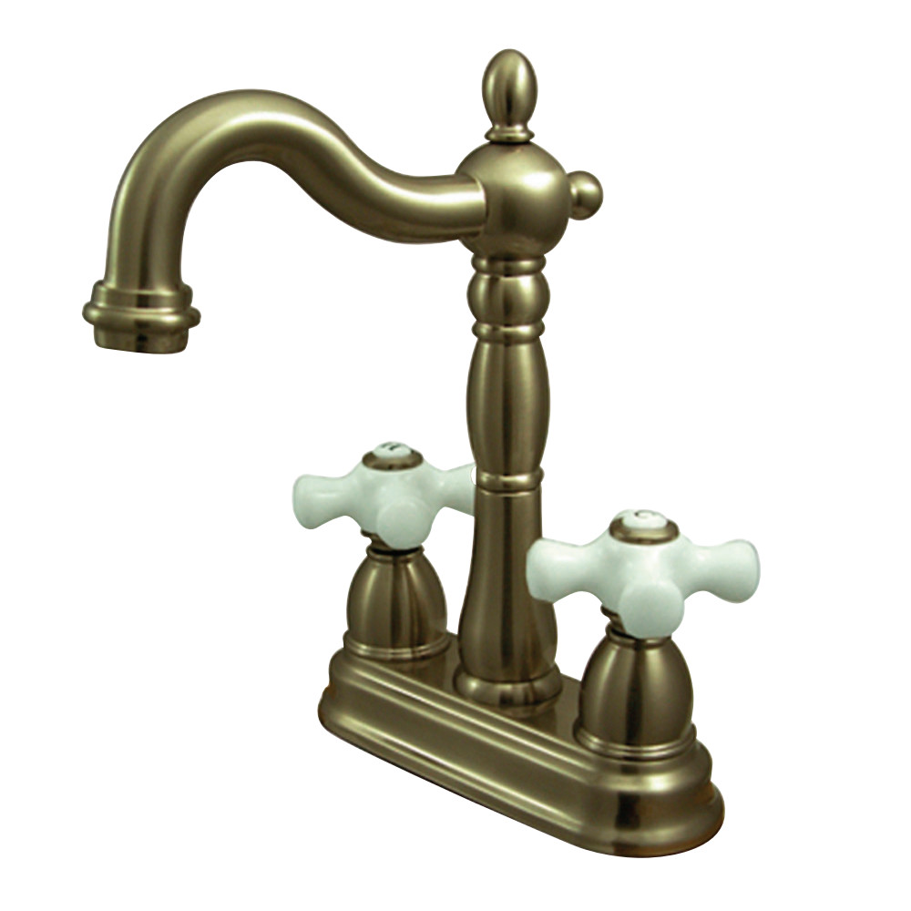 Kingston Brass KB1493PX Heritage Two-Handle Bar Faucet, Antique Brass