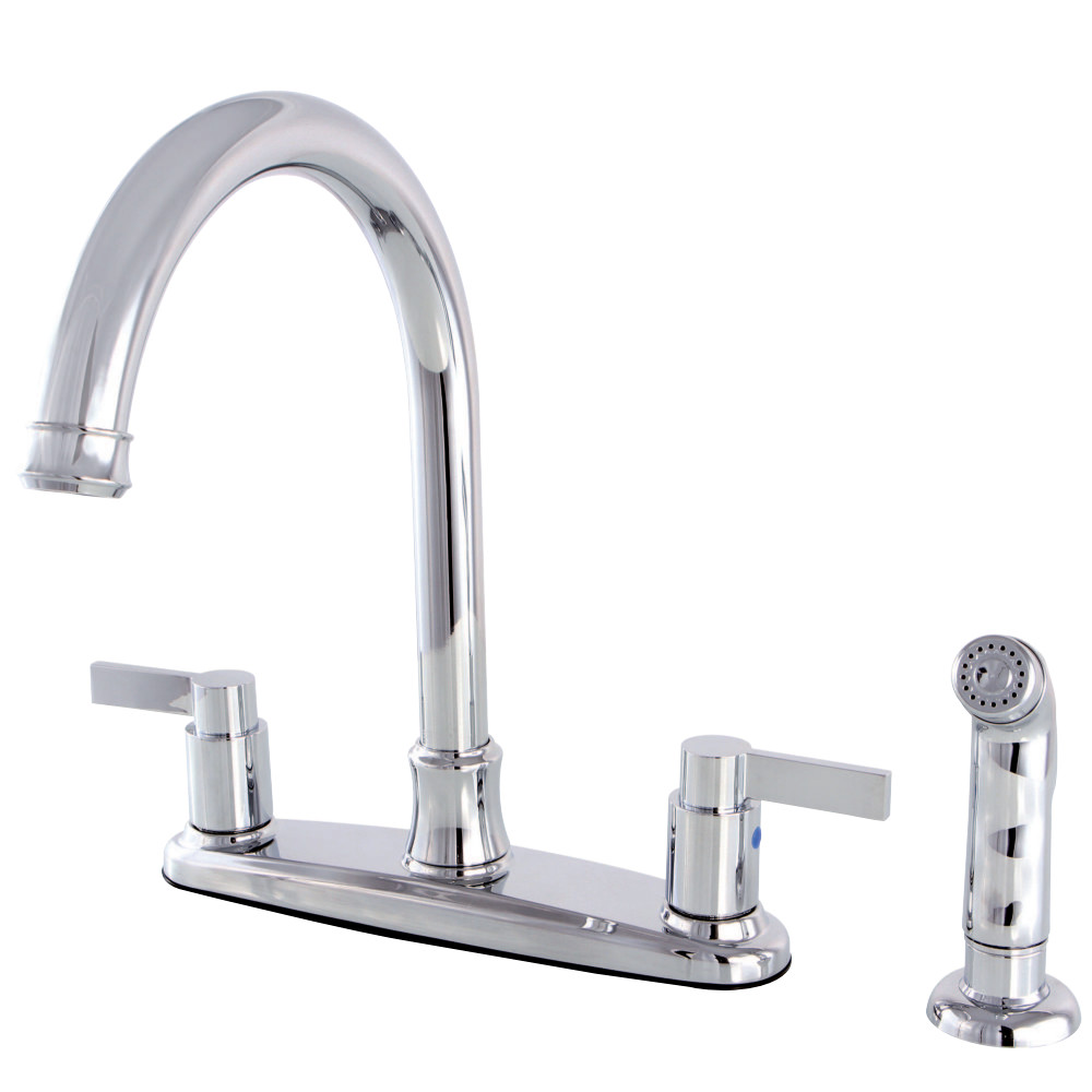 Kingston Brass FB7791NDLSP NuvoFusion 8-Inch Centerset Kitchen Faucet with Sprayer, Polished Chrome