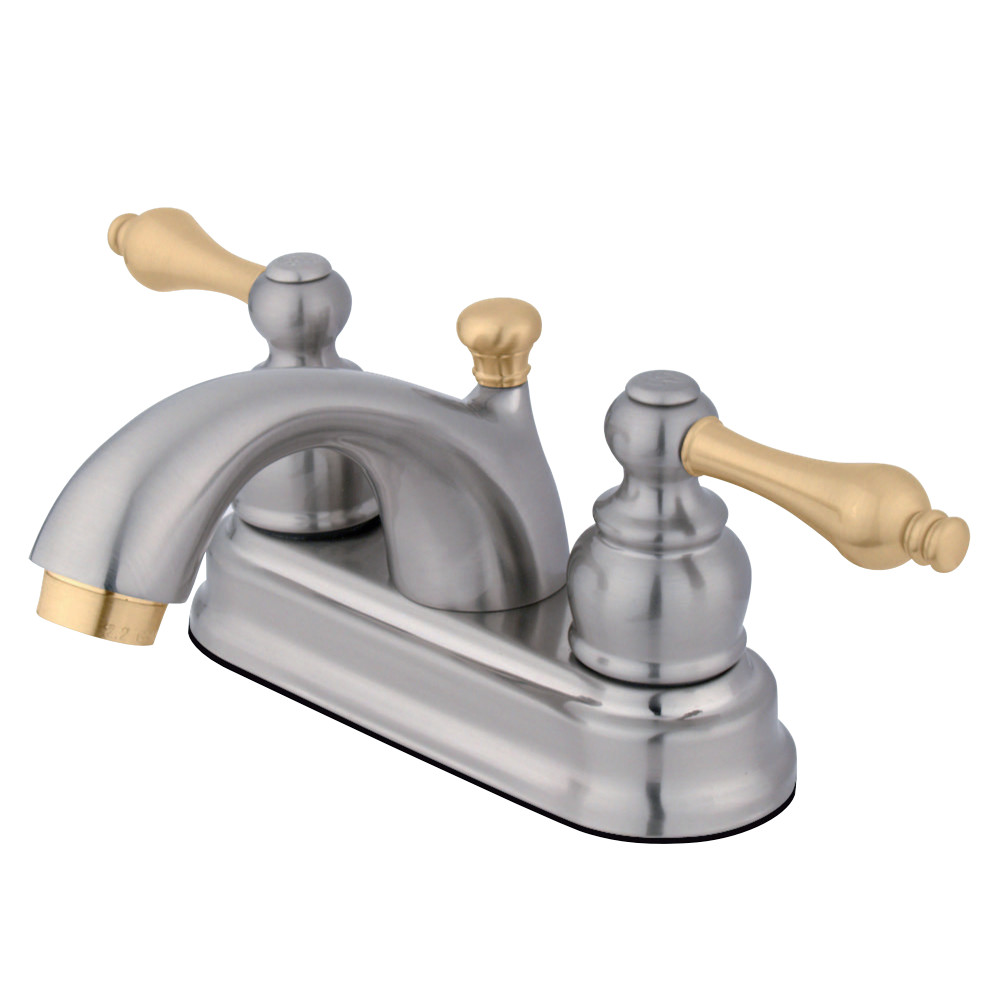 Kingston Brass KB2609AL 4 in. Centerset Bathroom Faucet, Brushed Nickel/Polished Brass