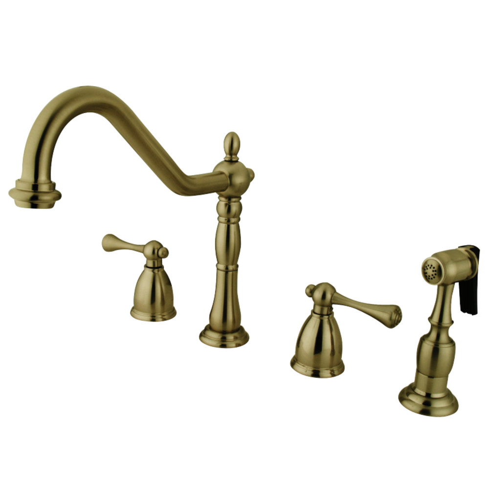 Kingston Brass KB1793BLBS Widespread Kitchen Faucet, Antique Brass