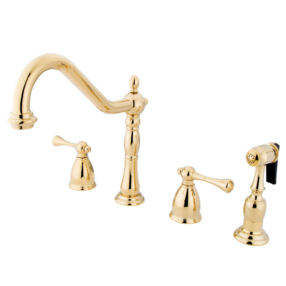 Kingston Brass KB1792BLBS Widespread Kitchen Faucet, Polished Brass
